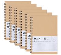 ZCZN Cuaderno a5 Cuadriculado, Pack de 6 Libreta a5, Cuaderno de Notas Cubierta de Kraft, Bloc de Notas a5 Espiral 60 Hojas/120 Páginas Diario de Viaje para Viajar Dibujo Escribir Listas de Tareas