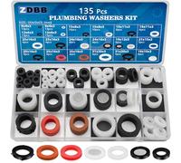 ZDBB 135 piezas Kit surtido de arandelas de goma para fontanería y juego surtido de juntas planas de silicona con filtro de malla para grifos, arandelas para mangueras de jardín