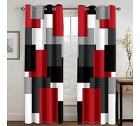 ZDLLDZ Cortinas de Ventana Modernas de Color Rojo geométrico Abstracto para Sala de Estar, Dormitorio, baño, Puerta de Cocina, decoración del hogar, Cortinas Opacas 135x245cm/53x96in (WxH) x2