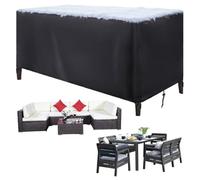 ZDLLDZ Funda para Mesa de Jardín Impermeable 250x190x55 cm Funda Protectora Muebles Exterior Rectangular, Anti-UV Tela Oxford 420D Cubierta para Mesa, Sillas y Sofá de Terraza, Negro
