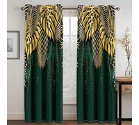 ZDLLDZ Luxuryg Cortinas de Ventana Vintage rústicas con Hojas de Flores de Oro Verde para Sala de Estar, Dormitorio de niños, Puerta de Cocina, decoración del hogar, 105x254cm/41x100in (WxH) x2