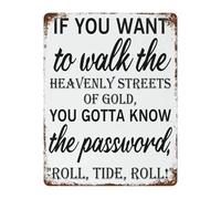 ZDVHOMCB Humorous Vintage Tin Sign If You Want to Walk The Heavenly Streets of Gold You Gotta Know The Secret Code Metal Sign for Man Cave 8 X 12 in