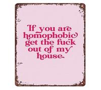 ZDVHOMCB Inclusive Humor Metal Plaque If Youre Homophobic Keep Out Retro Style for Bedroom or Man Cave 8 X 12 in