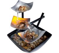 ZE Fuente de agua de sobremesa, máquina de sonido relajante para decoración del hogar, bomba automática, cuenca profunda y rocas de río naturales, relajación zen en interiores, 9,84" de alto