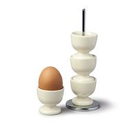 Zeal G277C Stack and Store - Juego de 4 hueveras con soporte cromado para almacenamiento y transporte, color crema
