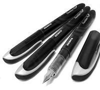 Zebra, 3 plumas estilográficas desechables Fuente, tinta negra