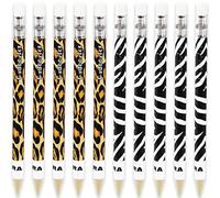 Zebra Cadoozle Mini Mechanical Pencil - 0.7mm Lead - Novelty Zebra & Cheetah Animal Print - Pack of 10