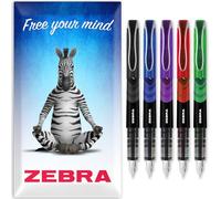 Zebra Fuente - Disposable Fountain Pen - Black, Blue, Red, Green, & Violet Ink - Pack of 5