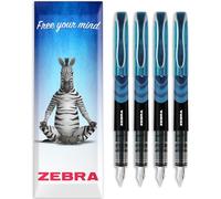 Zebra Fuente - Pluma estilográfica desechable, punta fina de 1,0 mm, trazo de 0,6 mm de ancho, en paquete de regalo, paquete de 4 (verde azulado)