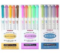 Zebra Mildliner - Lote de 3 paquetes de subrayadores, colores fuertes y suaves, cálidos y fríos