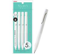 Zebra P-BAS88-W5 Bolígrafo a base de aceite, Blen, 0.02 pulgadas (0.5 mm), eje blanco, tinta negra, juego de 5