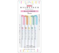 ZEBRA Pack 5 Subrayadores Doble Punta MILDLINER - Fluorescent