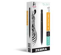 Zebra Pen bLen Bolígrafo de gel retráctil, barril negro, punta media, 0.7 mm, tinta suave de secado rápido, experiencia de escritura sin vibraciones, agarre de goma, tinta negra, 12 unidades (41410)