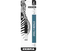 Zebra Pen F-Series - Recambio para bolígrafo de acero inoxidable, punta fina, 0.7 mm, tinta negra, 2 unidades