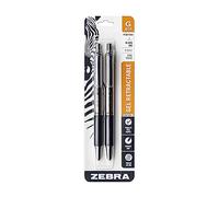 Zebra Pen G-402 - Bolígrafo de gel retráctil de acero inoxidable, punta fina, 0.5 mm, tinta negra, 2 unidades (49212)
