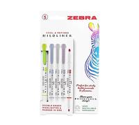 Zebra Pen MILDLINER - Rotuladores de doble punta, resaltadores pastel para adultos, marcadores y resaltadores de punta ancha y fina, bolígrafos de doble extremo, 5 unidades, colores frescos y