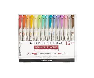 Zebra Pen Rotulador Mildliner de doble punta biselada y rotulador de punta fina, 15 unidades, colores surtidos