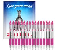 Zebra Pen Z-Grip - Bolígrafos retráctiles de punta de 1,0 mm, paquete de 16 unidades, en embalaje de regalo, escuela, escritura, trabajo, oficina (rosa)