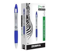 Zebra Pen Z-Grip MAX Bolígrafo retráctil, punta media, 1,0 mm, barril plateado, tinta azul, 12 unidades
