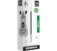 Zebra - Recambios para bolígrafos de gel - Serie G de tinta de gel de acero inoxidable JK-Refill - Punta fina - 0.7 mm - Tinta negra - 12 unidades