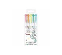 Zebra Mildliner Double Ended Brush Pen & Marker 5/Pkg-Fluorescent