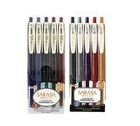 Zebra Sarasa Clip 0.5 Bolígrafo de gel retráctil, mango de goma, 0,5 mm, colores vintage, paquete de 10 colores (JJ15-5C-VI+JJ15-5C-VI2)