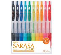 Zebra Sarasa Clip JJH15-10CA - Lote de bolígrafos (10 unidades, punta de 0,3)