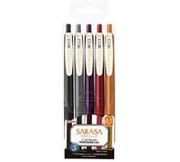 Zebra Pen - Bolígrafos de gel Sarasa JJ15-5C-VI2 0,5 mm con agarre de goma 5 colores vintage