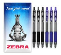 Zebra Sarasa Pen - Bolígrafos retráctiles de tinta de gel, punta de 0,7 mm, tinta negra y azul, en paquete de regalo, juego de 6