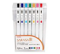 Zebra Sarasa R 0.4 mm - Set de 7 Bolígrafos de Gel & Notas Adhesivas
