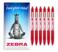 Zebra Z-Grip - Bolígrafo de tinta suave, 1,0 mm, paquete de 6 bolígrafos, en embalaje de cartón cebra (Rojo)
