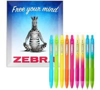 Zebra Z-Grip - Bolígrafo liso con punta de 1,0 mm, barriles de neón y degradado, en paquete de regalo (paquete de 9)