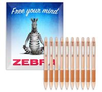 Zebra Z-Grip - Bolígrafo retráctil suave, punta de 1,0 mm, barril de oro rosa, tinta negra, paquete de 10