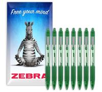 Zebra Z-Grip Smooth - Bolígrafo retráctil (punta de 1,0 mm, 8 unidades), color verde
