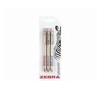 Zebra Z-Grip Smooth Elegance - Pack de 3 unidades, color metálico