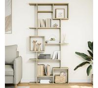 Zeehear Librería Sonoma roble 92 x 29 x 188 cm de material de madera con 9 compartimentos abiertos, espacio de almacenamiento como separador de espacios, estantería estrecha para salón, oficina