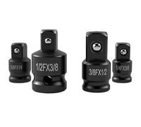 Zeeorymn - Adaptador de enchufe (4 unidades, acero cromo-molibdeno CR-MO) - Adaptadores cuadrados para trinquete: 3/8" a 1/4", 1/4" a 3/8", 1/2" a 3/8", 3/8" a 1/2" - Conector reductor