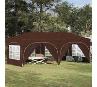 Zeiquah Carpa plegable para fiestas de color marrón, tela Oxford, 575 x 288 x 245 cm, cenador plegable, carpa para jardín, protección solar, protección contra la lluvia, para bodas, barbacoas, jardín