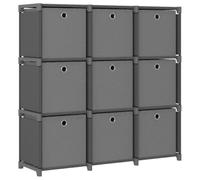 Zeiquah Estantería con 9 cajas de tela, color gris, 103 x 30 x 107,5 cm, estantería de pie con compartimentos abiertos para salón, oficina, habitación infantil, separador de habitaciones y espacio de