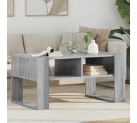 Zeiquah Mesa de centro Sonoma gris 92 x 53 x 45 cm de madera con espacio de almacenamiento, estante, cajón y tablero de mesa para sala de estar, salón, zona de invitados, para sofá, TV, revista
