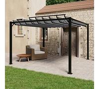 Zeiquah Pérgola con techo de láminas de 3 x 3 m antracita de tela y aluminio, cenador para terraza y jardín, impermeable, protección solar y protección contra la lluvia, cenador de jardín para