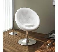 Zeiquah Sillón de cóctel de piel sintética blanca con altura regulable y estructura de acero resistente para salón, bar, cocina y restauración, cómodo acolchado, giratorio, ahorra espacio, máximo 110