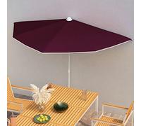 Zeiquah Sombrilla media con mástil de 180 x 90 cm, color rojo burdeos, resistente a los rayos UV, con estructura de acero, para balcón, terraza, jardín y piscina