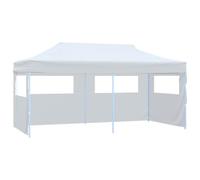 Zeiquah Tienda de campaña desplegable con paredes laterales, plegable, 3 x 6 m, acero blanco, cenador para jardín, pérgola, gazebo, protección solar, protección contra la lluvia, terraza y jardín