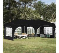 Zeiquah Tienda de campaña desplegable de tela Oxford, 575 x 288 x 245 cm, color negro, con 4 paredes laterales, 3 alturas ajustables, cenador para bodas, jardines, patios y eventos