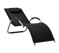Zeiquah Tumbona textilene negro y gris con estructura de aluminio, ajustable y plegable, tumbona de jardín con cojín, ideal para terraza, balcón, piscina, camping, vacaciones y bienestar
