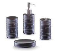 Zeller 18252 Juego de Accesorios de Baño, Cerámica, Negro, 22x21.5x7 cm, 4 Unidades