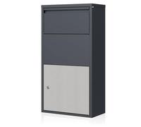 Zelsius Buzón con compartimento para paquetes | Acero inoxidable, Antracita RAL 7016 | acero con recubrimiento de polvo | con sistema de retracción integrado | para montaje en pared, montaje en suelo