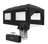 Zelsius, pabellón plegable de 3x6 metros con paredes laterales, color negro, pabellón plegable con protección UV30, tienda de jardín plegable