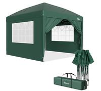 Zelsius Pabellón plegable 3x3 m con paredes laterales | Verde | Pabellón plegable emergente UV30, carpa de jardín plegable, cenador plegable con paredes laterales | Refugio para jardín, protección